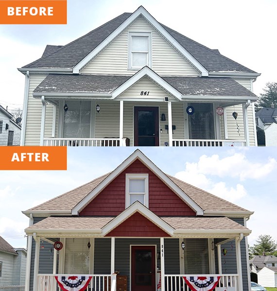 Asphalt roof replacement before and after in Indianapolis, IN