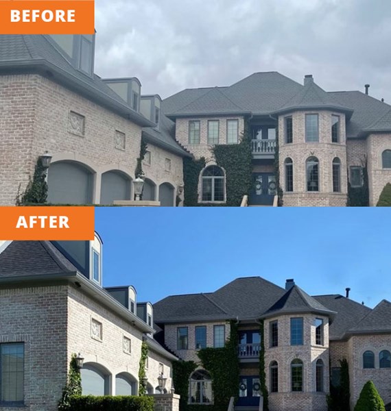 Mansion roof replacement before and after photos