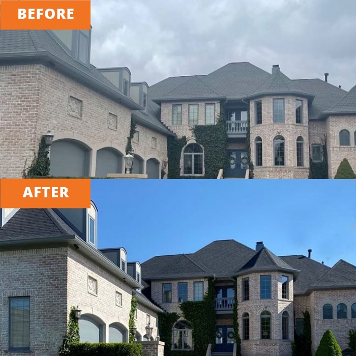 Mansion roof replacement before and after photos