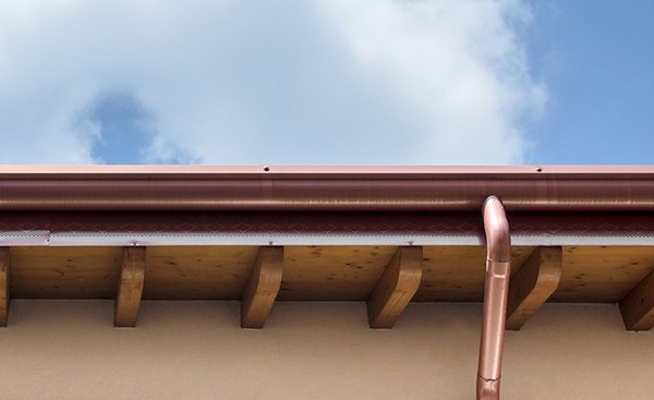 Copper gutter system on residential building in Indiana 