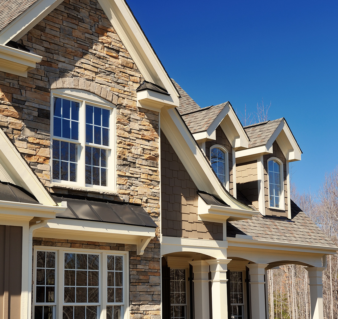 home with new stone siding