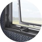 slightly cracked open awning windows