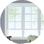 large, white picture windows