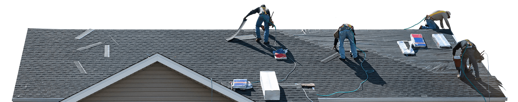 Roofers in Indiana replacing shingles